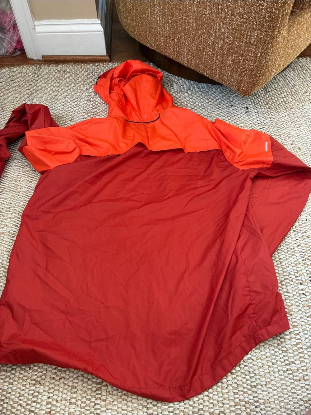 Nike Two-Tone Red & Orange Hooded Windbreaker Jacket